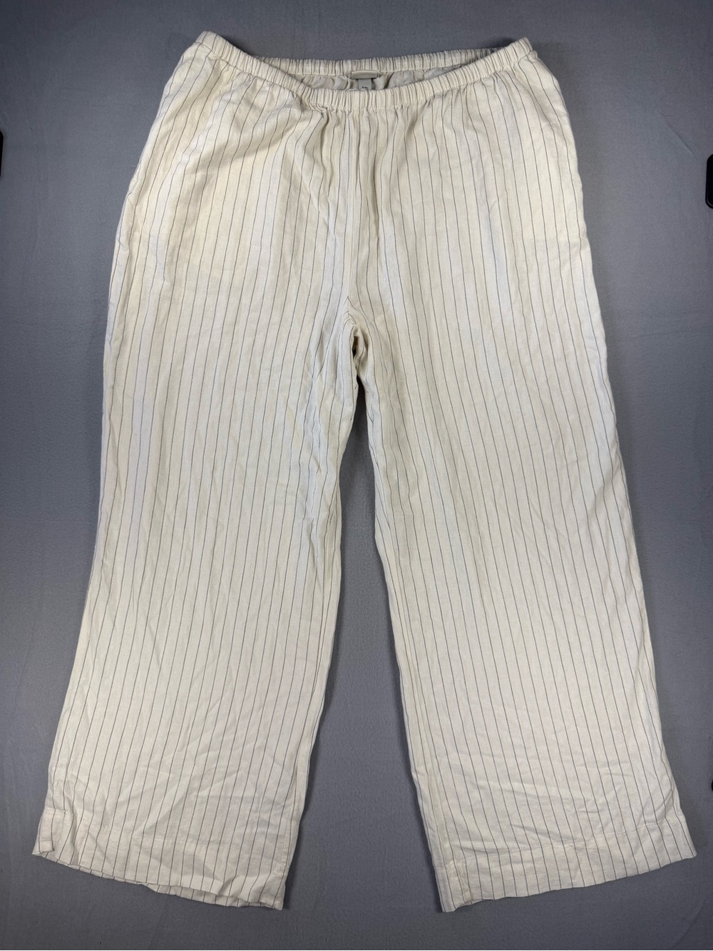 a new day Cream Pinstripe High Waist Wide-Leg Linen Blend Pants Breezy